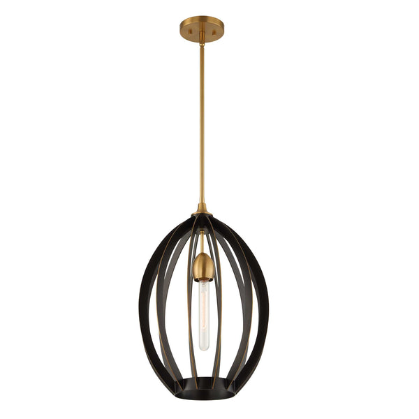 Uttermost Uttermost Darby Dark Bronze Oval Pendant With Warm Brass Accents, Adjustable Height, Sculptural Light 21647