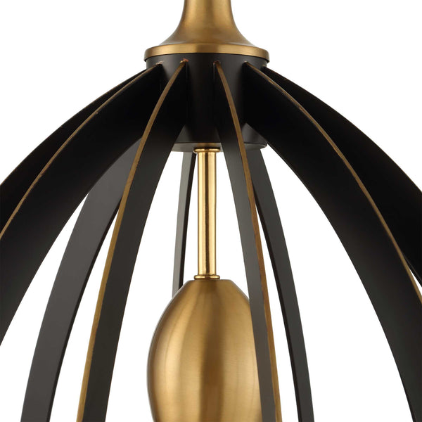 Uttermost Uttermost Darby Dark Bronze Oval Pendant With Warm Brass Accents, Adjustable Height, Sculptural Light 21647
