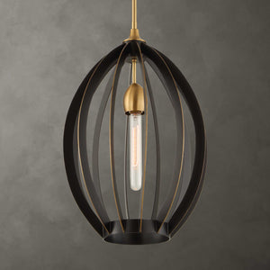 Uttermost Uttermost Darby Dark Bronze Oval Pendant With Warm Brass Accents, Adjustable Height, Sculptural Light 21647