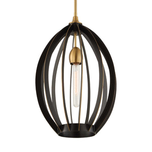 Uttermost Uttermost Darby Dark Bronze Oval Pendant With Warm Brass Accents, Adjustable Height, Sculptural Light 21647