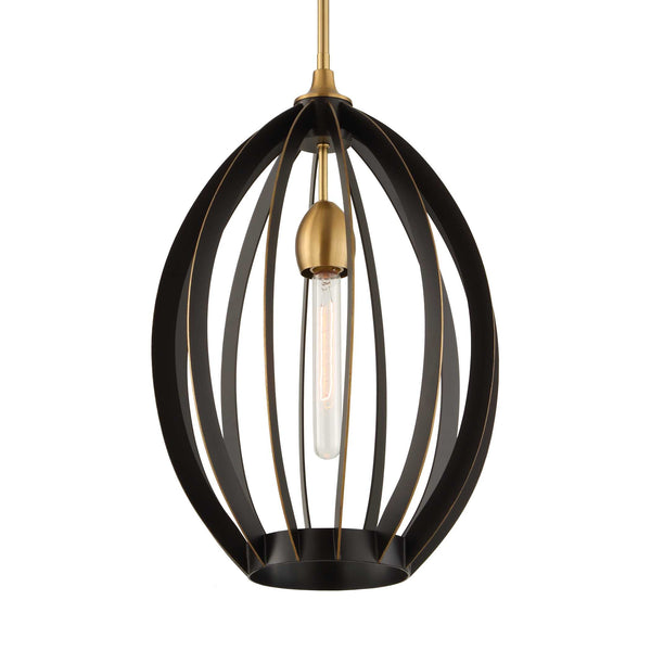 Uttermost Uttermost Darby Dark Bronze Oval Pendant With Warm Brass Accents, Adjustable Height, Sculptural Light 21647