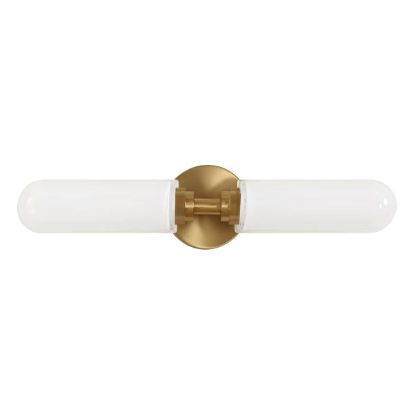 Uttermost Uttermost Wellsville 2-Light Brass Sconce With Opal Glass Shades, Damp-Rated Vanity Or Hallway Lighting Fixture 22607