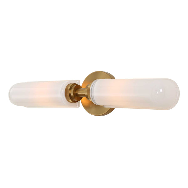 Uttermost Uttermost Wellsville 2-Light Brass Sconce With Opal Glass Shades, Damp-Rated Vanity Or Hallway Lighting Fixture 22607