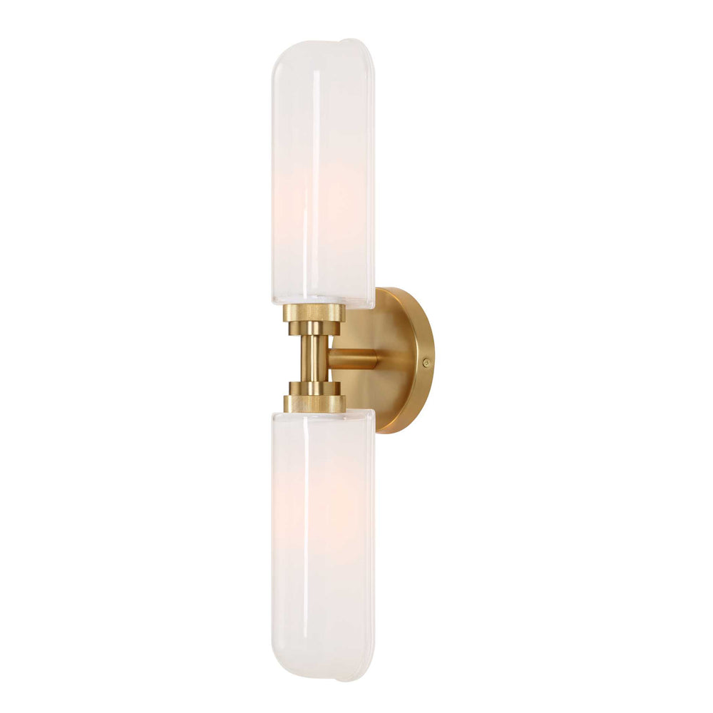 Uttermost Uttermost Wellsville 2-Light Brass Sconce With Opal Glass Shades, Damp-Rated Vanity Or Hallway Lighting Fixture 22607