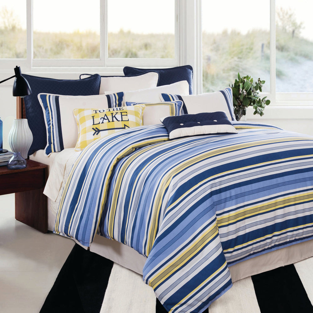 Hiend Accents Beaufort Bedding Set - Stylish 4-piece Ensemble With Striped Design For A Chic Bedroom Retreat Multi Color Comforter ,Face, 100% Cotton,Back, 100% Polyester. Bed Skirt ,Skirt, 100% Cotton,Decking, 100% Polyester. Pillow Sham ,95% Cotton,5% Polyester. Lk1681-sq-oc