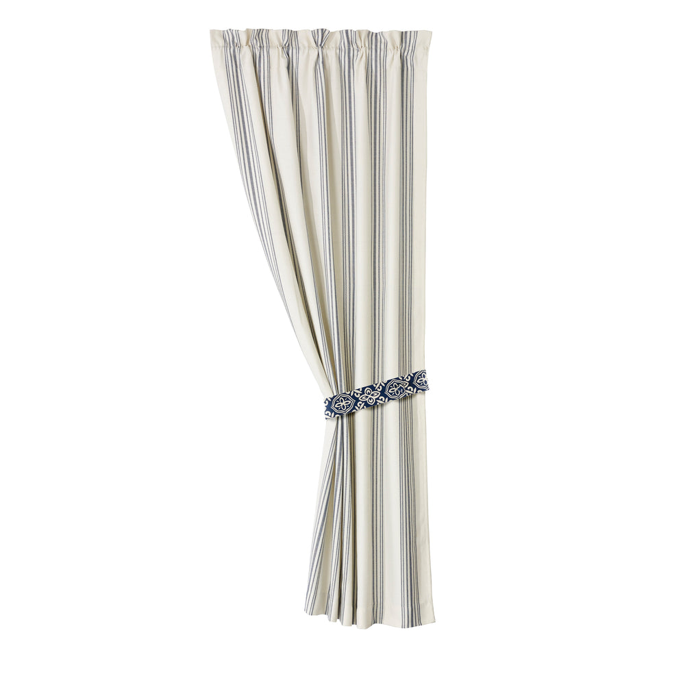 Hiend Accents St. Claire Elegant White & Navy Striped Curtain Set - Refresh Your Home With Coastal Charm Today! Multi 100% Cotton Lk1682c