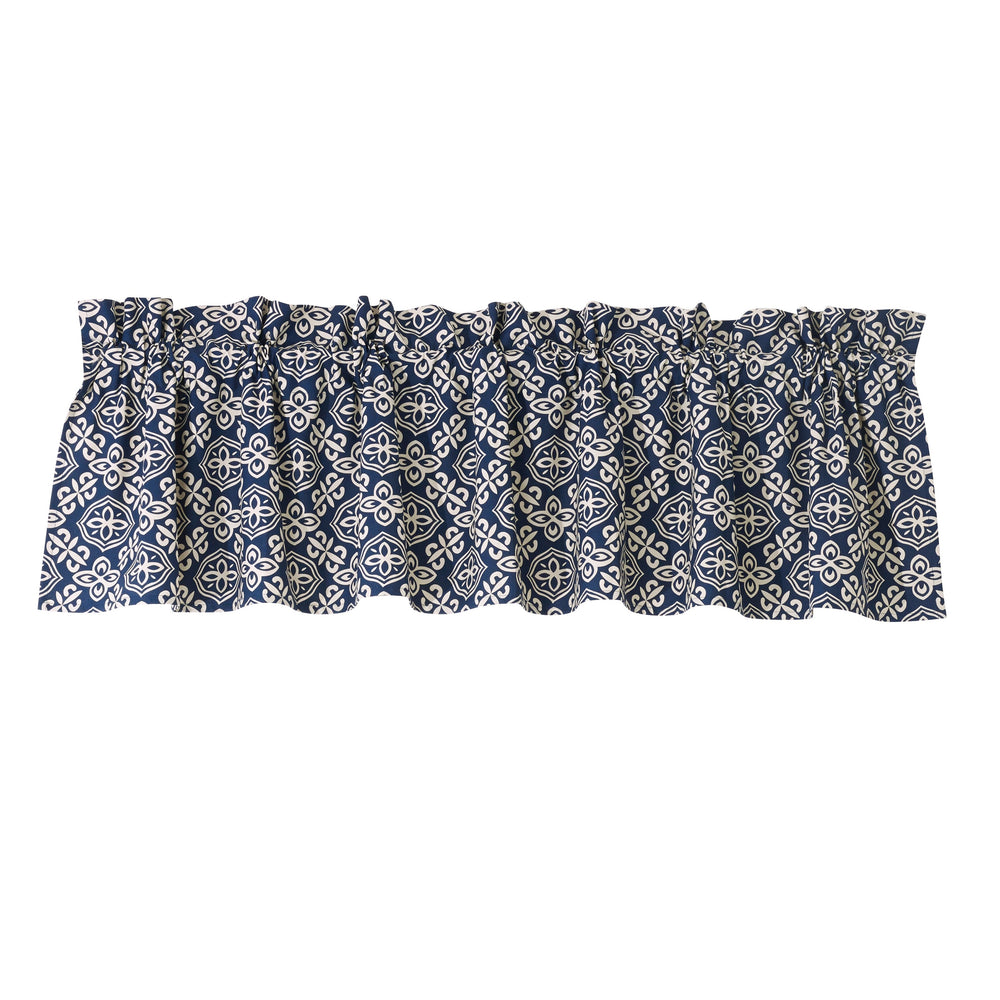 Hiend Accents Printed Cotton Valance – Elegant Home Decor Solution With Timeless Design And Easy Installation Navy And White 100% Cotton Lk1682vl