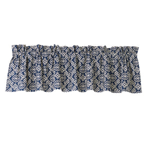 Hiend Accents Printed Cotton Valance – Elegant Home Decor Solution With Timeless Design And Easy Installation Navy And White 100% Cotton Lk1682vl