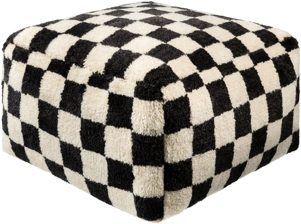 Lukas LKPF-002 14"H x 24"W x 24"D Pouf LKPF002-142424  Off-White, Light Grey, Jet Black Surya
