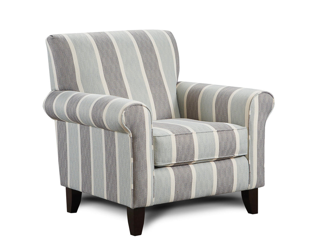 Fusion Grande Life's A Beach Mist Colorful Accent Chair With Rolled Arms & Tapered Legs For Any Decor Multi W,100% Polyester 502 Life's A Beach Mist Accent Chair