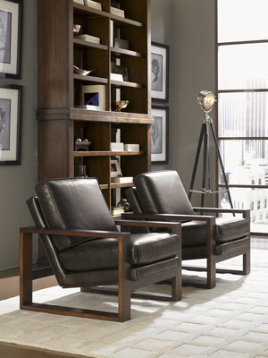 Lexington Axis Handcrafted Leather Accent Chair with Nailhead Trim for Elegant Living Rooms LL1516-11-40