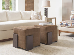 Lexington Tommy Bahama Home Hamden Leather Ottoman - Elevate Your Space With Chic Design, White Oak Finish & Contemporary Style   Ll1537-44-40