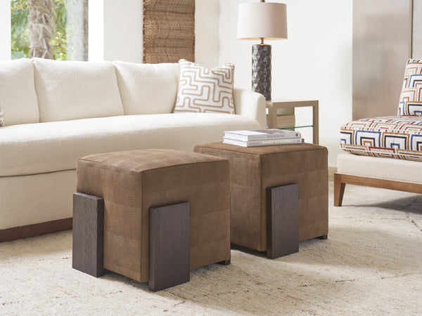 Lexington Tommy Bahama Home Hamden Leather Ottoman - Elevate Your Space With Chic Design, White Oak Finish & Contemporary Style   Ll1537-44-40