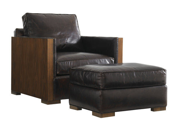 Lexington Edgemere Leather Ottoman - Luxurious Upholstered Seating With Ultra Down Cushion For Stylish Comfort   Ll1593-44-40
