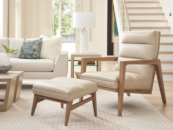 Lexington Tommy Bahama Home Hayley Leather Ottoman – Modern Design With Clean Lines, White Oak Finish, And Elegant Accent Materials   Ll1626-44-40