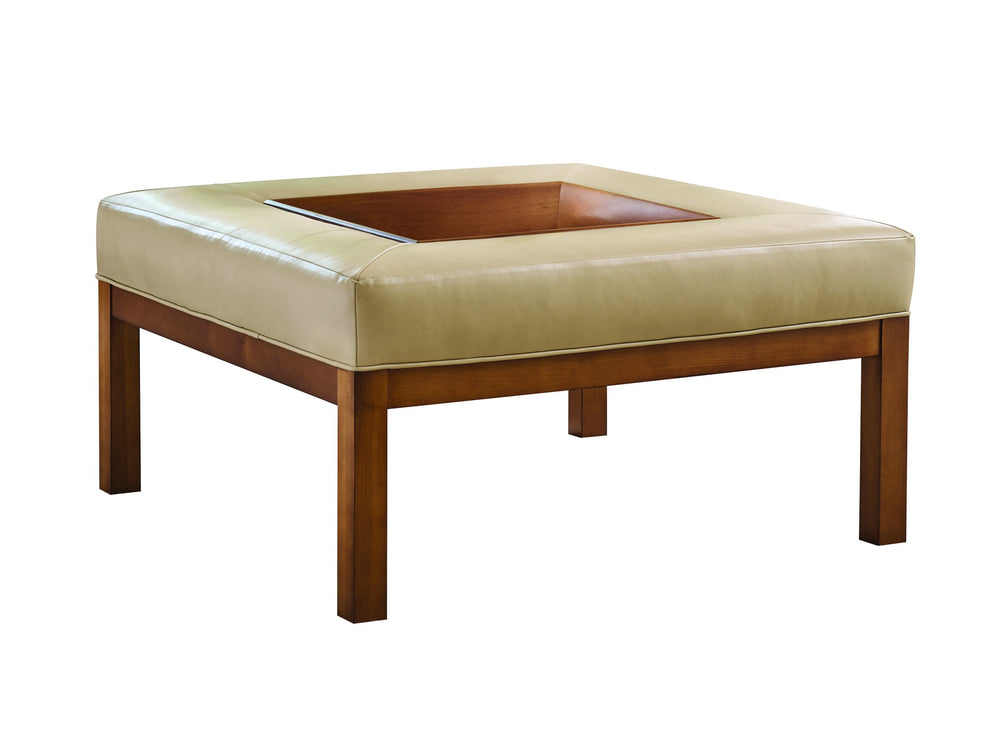 Lexington Crandon Park Premium Leather Ottoman with Nailhead Trim for Living Room Seating LL1709-44-60