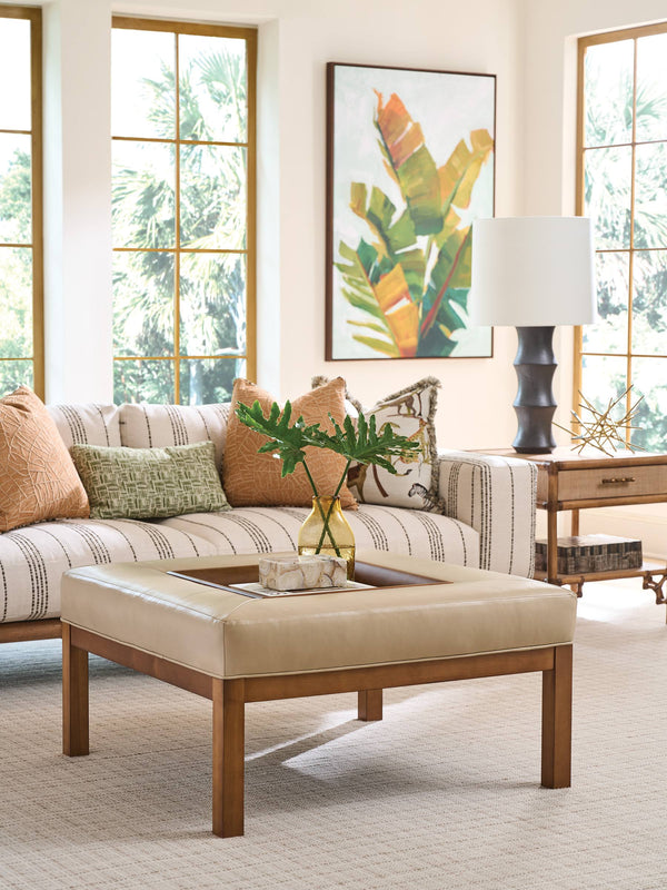 Lexington Crandon Park Premium Leather Ottoman with Nailhead Trim for Living Room Seating LL1709-44-60