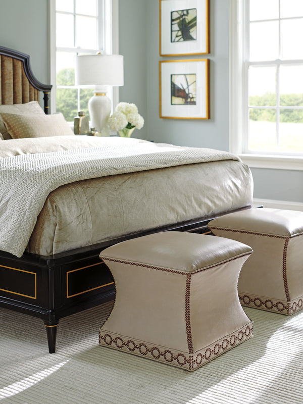Lexington Merino Leather Ottoman - Luxe Transitional Design With Elegant Gold Accents And Rich Espresso Finish   Ll1844-25-40