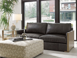 Lexington Center Stage Modern Rectangular Lamp Table With Glass Top And Elegant Burnished Silver Accents Shadow Mist  725-955