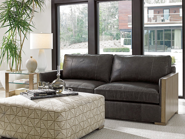 Lexington Center Stage Modern Rectangular Lamp Table With Glass Top And Elegant Burnished Silver Accents Shadow Mist  725-955