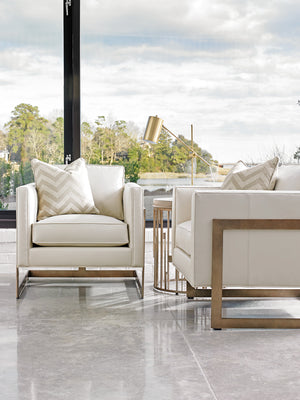 Lexington Studio Round Accent Table - Contemporary Gray Elm Top With Elegant Burnished Silver Leaf Base Design Shadow Mist  725-951