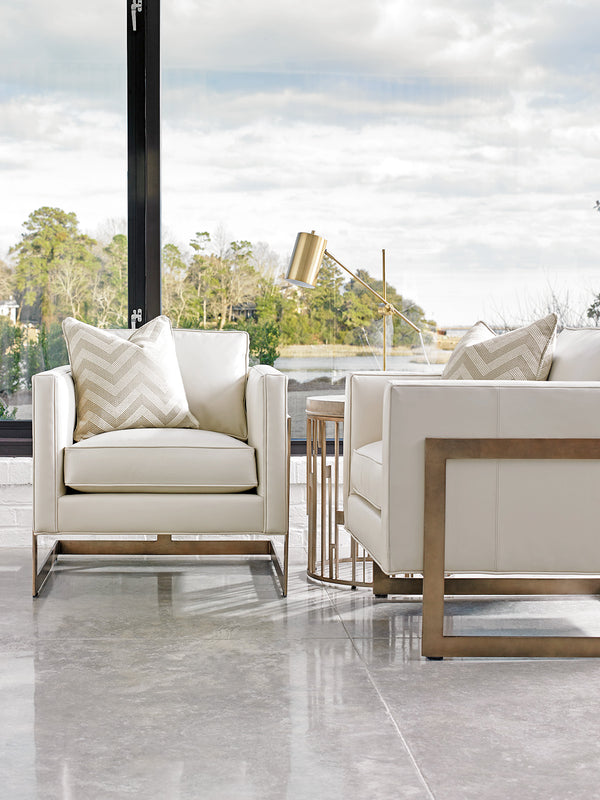 Lexington Studio Round Accent Table - Contemporary Gray Elm Top With Elegant Burnished Silver Leaf Base Design Shadow Mist  725-951