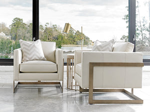 Lexington Studio Round Accent Table - Contemporary Gray Elm Top With Elegant Burnished Silver Leaf Base Design Shadow Mist  725-951