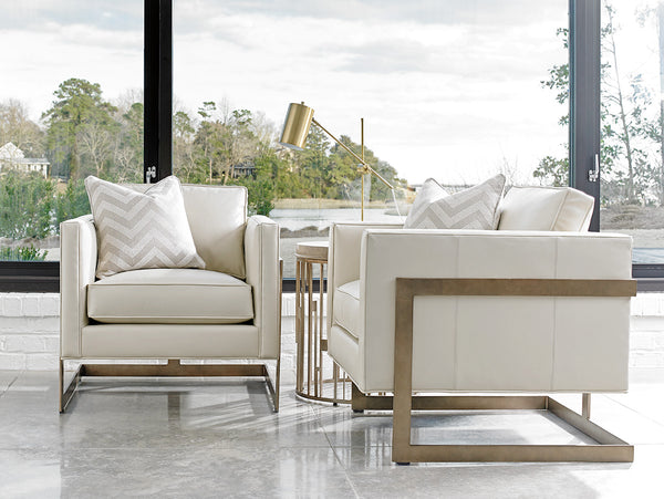 Lexington Studio Round Accent Table - Contemporary Gray Elm Top With Elegant Burnished Silver Leaf Base Design Shadow Mist  725-951