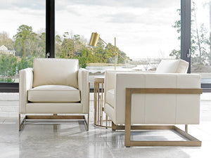 Lexington Studio Round Accent Table - Contemporary Gray Elm Top With Elegant Burnished Silver Leaf Base Design Shadow Mist  725-951