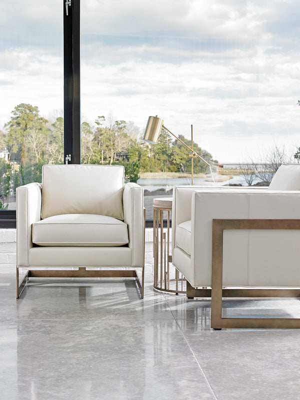 Lexington Studio Round Accent Table - Contemporary Gray Elm Top With Elegant Burnished Silver Leaf Base Design Shadow Mist  725-951