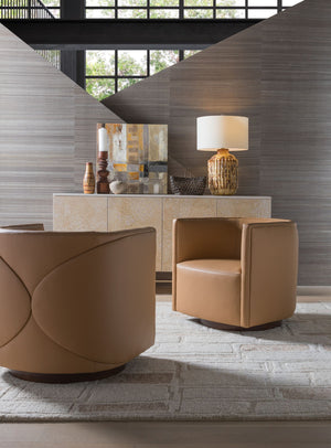 Ingrid Leather Swivel Accent Chair with 360 Degree Base for Modern Living Rooms
