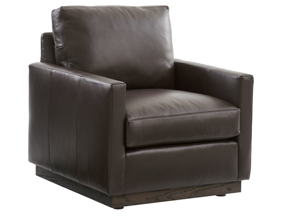Lexington Barclay Butera Meadow Leather Swivel Chair - Elegant Upholstered Seating With Ultra Down Cushion For Ultimate Comfort   Ll5165-11sw-40
