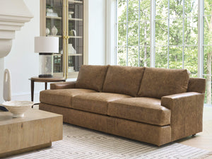 Millington Handcrafted Leather Sofa Bench Made by Artisans for Elegant Living Rooms