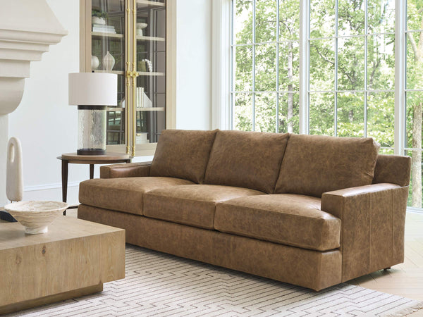Millington Handcrafted Leather Sofa Bench Made by Artisans for Elegant Living Rooms