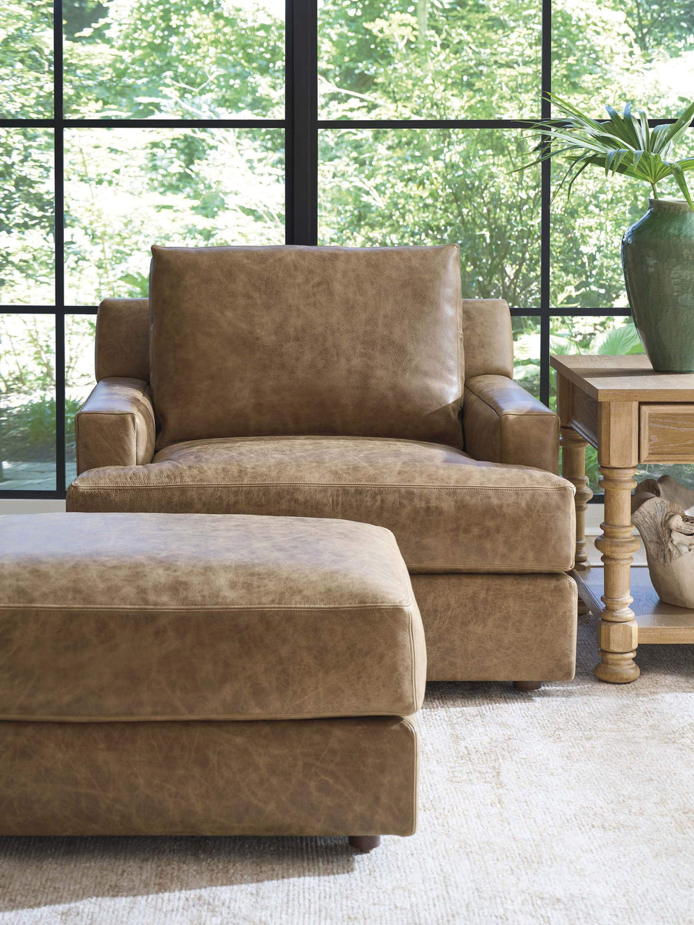 Lexington Millington Hand-tailored Leather Ottoman Artisan Bench-made Accent for Living Rooms LL5172-44-60