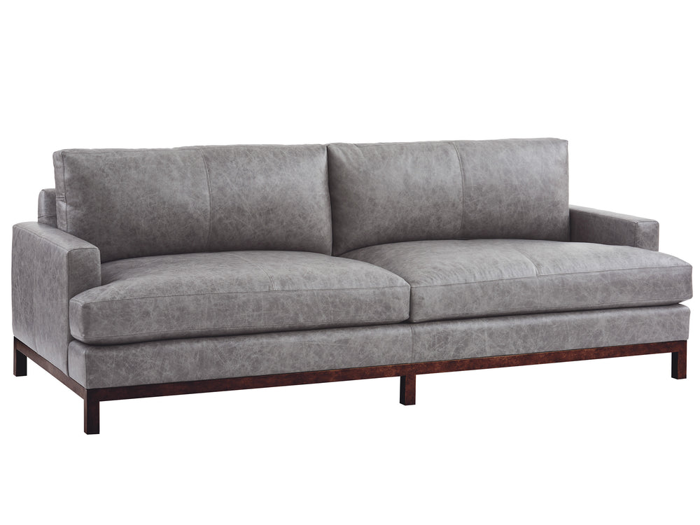 Lexington Barclay Butera Horizon Leather Sofa - Luxurious Upholstery With Ultra Down Cushions And Elegant Bronze Metal Finish   Ll5178-33br-40