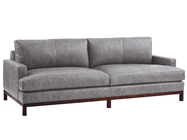 Lexington Barclay Butera Horizon Leather Sofa - Luxurious Upholstery With Ultra Down Cushions And Elegant Bronze Metal Finish   Ll5178-33br-40
