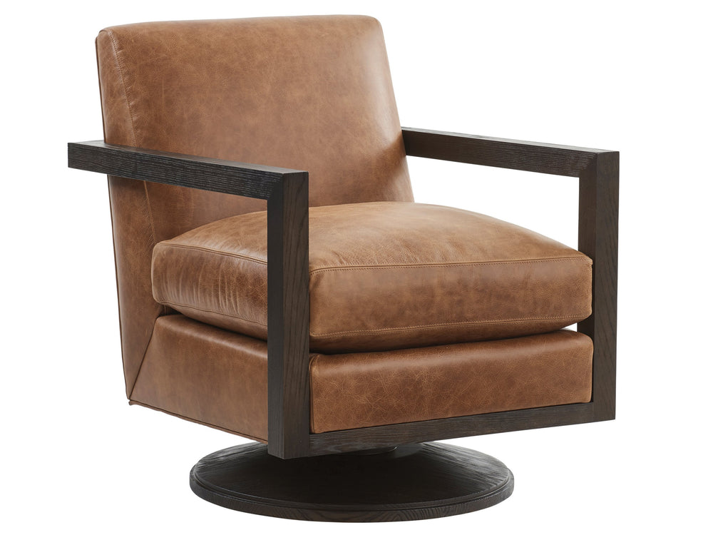 Lexington Barclay Butera Willa Leather Swivel Chair By Barclay Butera – Elegant Upholstered Seating With Ultra Down Comfort   Ll5331-11sw-41