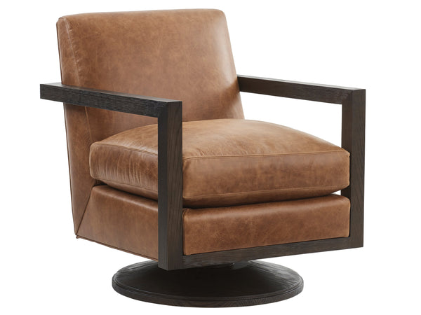 Lexington Barclay Butera Willa Leather Swivel Chair By Barclay Butera – Elegant Upholstered Seating With Ultra Down Comfort   Ll5331-11sw-41