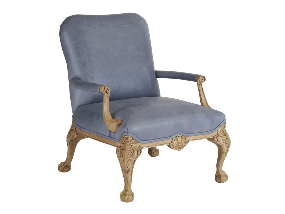 Lexington Hollis Bench Made Leather Accent Chair Artisan Tailored for Traditional Living Rooms LL5345-11-60