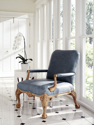 Hollis Bench Made Leather Accent Chair Artisan Tailored for Traditional Living Rooms
