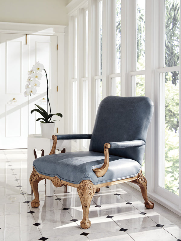 Hollis Bench Made Leather Accent Chair Artisan Tailored for Traditional Living Rooms