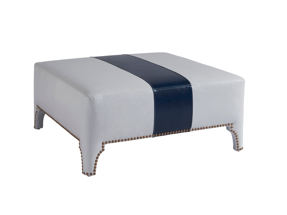 Lexington Barclay Butera Sheffield Leather Cocktail Ottoman - Exquisite Upholstered Design With Nailhead Trim For Elegance   Ll5450-25aa-40