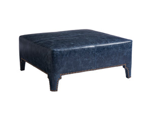 Lexington Barclay Butera Sheffield Leather Cocktail Ottoman - Exquisite Upholstered Design With Nailhead Trim For Elegance   Ll5450-25-40