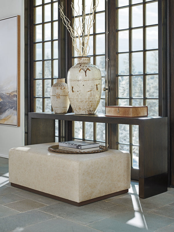 Lexington Barclay Butera Deer Valley Console Table - Elegant Quartered White Oak Design With Burnished Bronze Metal Accents Canyon  930-966