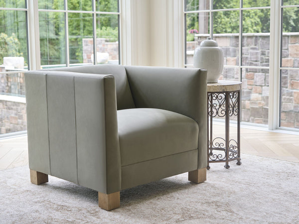 Lexington Chandler Barclay Butera Leather Accent Chair Artisan Bench Made for Living Rooms LL5472-11-60