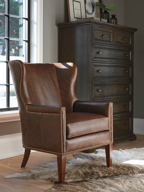 Lexington Barclay Butera Avery Leather Wing Chair By Barclay Butera - Luxurious Upholstered Seating With Elegant Nailhead Trim   Ll5530-11-40