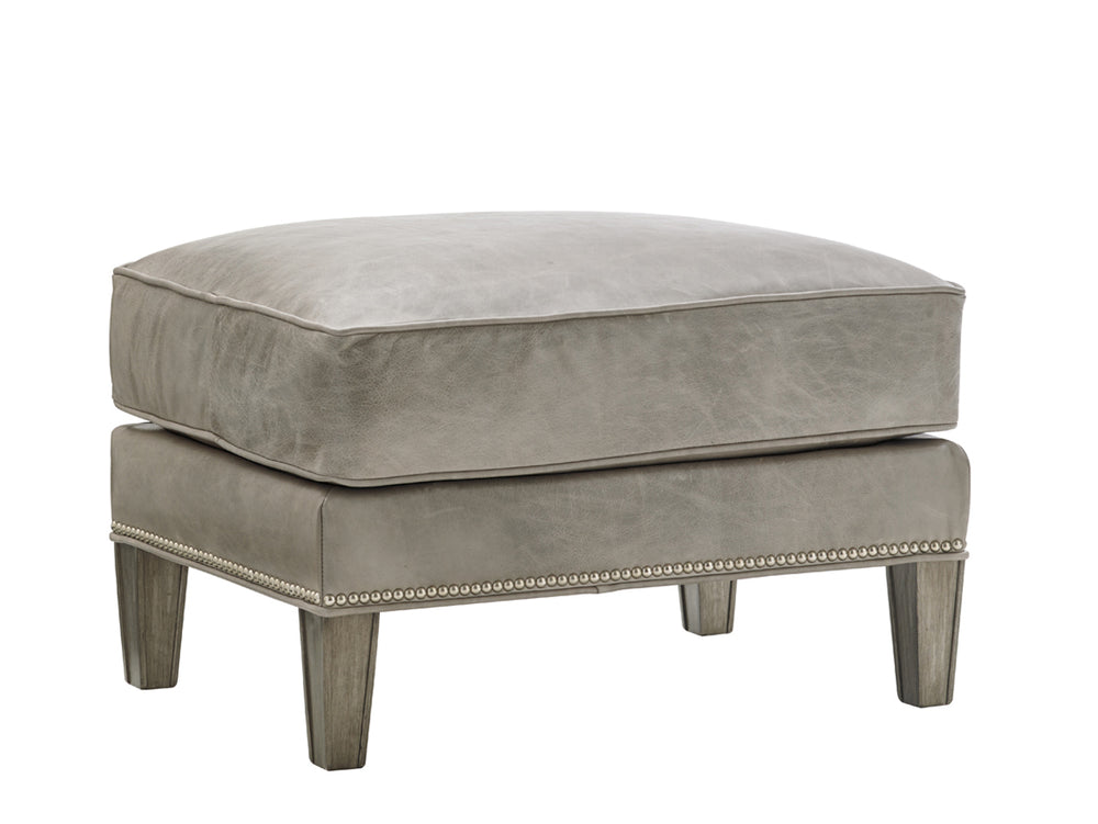 Lexington Ashton Leather Ottoman – Elegant New Traditional Design With Antique Mirrored Accents & Plush Cushion   Ll7118-44-40
