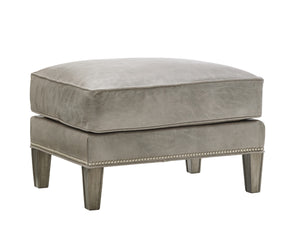 Lexington Ashton Leather Ottoman – Elegant New Traditional Design With Antique Mirrored Accents & Plush Cushion   Ll7118-44-40