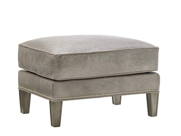 Lexington Ashton Leather Ottoman – Elegant New Traditional Design With Antique Mirrored Accents & Plush Cushion   Ll7118-44-40
